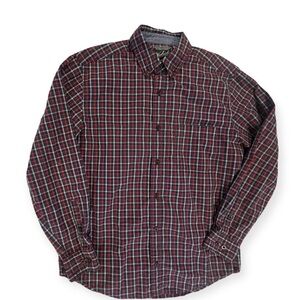 Woolrich Red‎ Black White Plaid Men' Medium Button Down Cotton Shirt